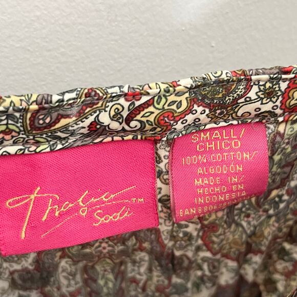 Vintage 90s Y2K Thalia Sodi Babydoll Tank Top Small Brown Floral Bow Deadstock - Picture 4 of 10